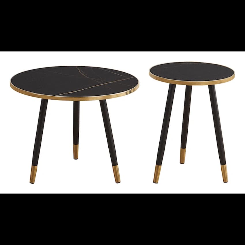 Everfurn Diana Coffee Table Black Marble with Black Legs