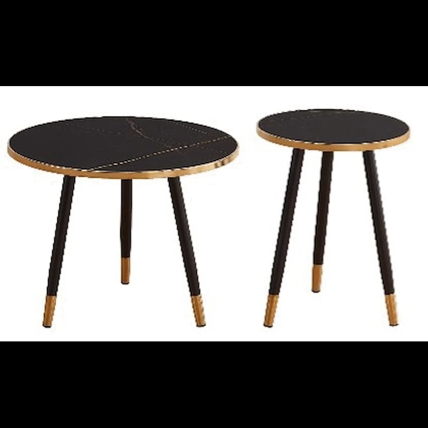 Everfurn Diana Coffee Table Black Marble with Black Legs