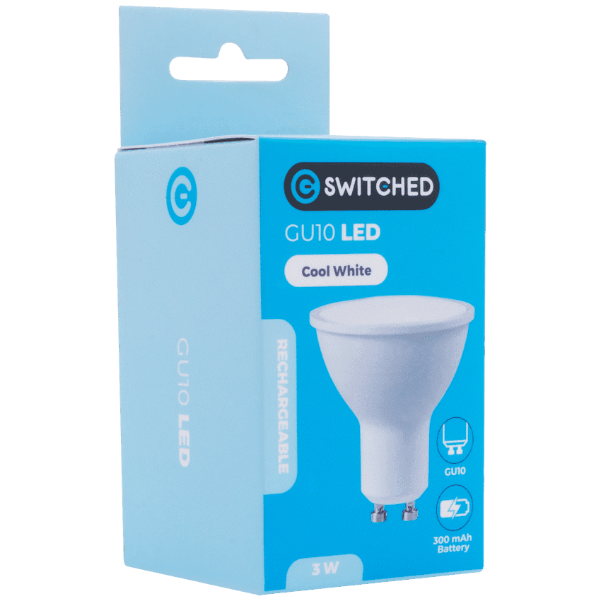 SWITCHED 3W GU10 Rechargeable LED Light Bulb - CW