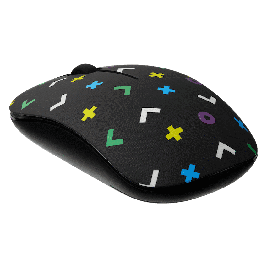 Tag Series 2.4G Wireless Optical Mouse with Nano USB and Type-C Receiver - Black Geo