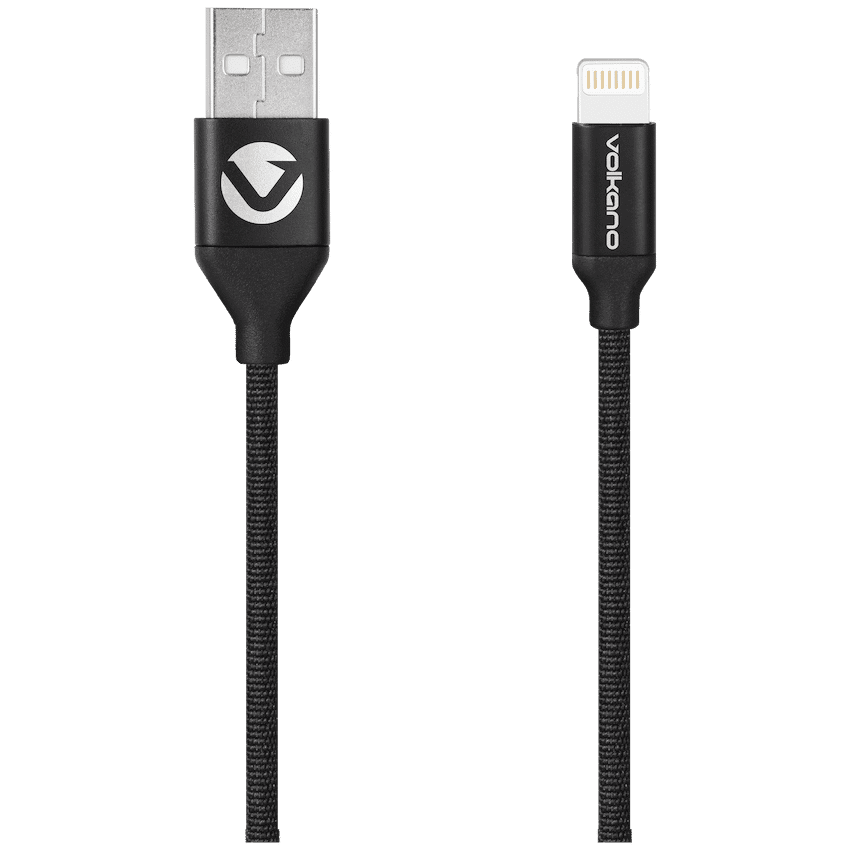 Volkano Weave Series Fabric Braided MFI Lightning Cable 12w 3m - Black