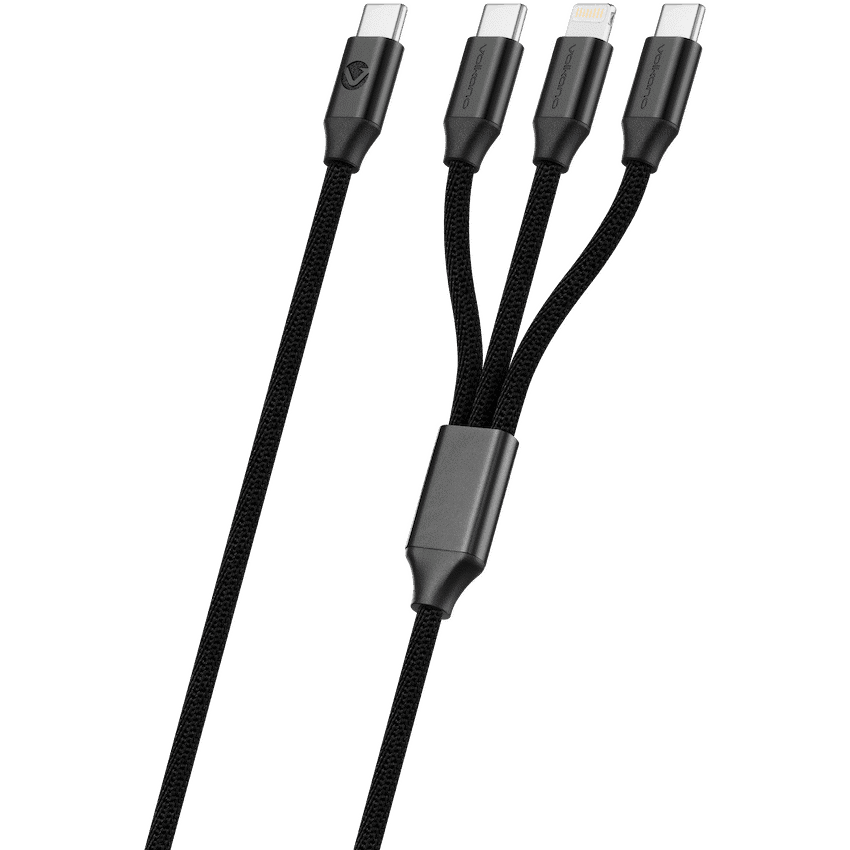 Volkano Weave Series 65w 3-in-1 Charge Cable - Black