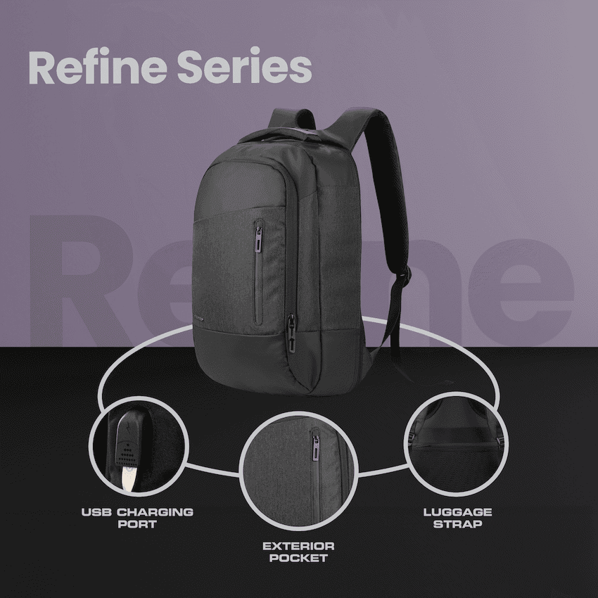 Volkano Refine 15.6" Laptop Backpack - Black/Charcoal