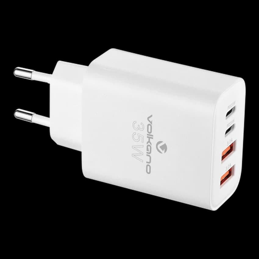 Volkano Quad Series 2x PD USB-C 2x USB-A 3a 35W Wall Charger
