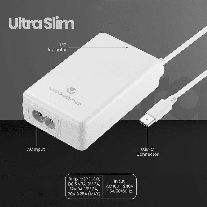 Volkano Brio Traveller Compact 65w GaN Laptop Charger