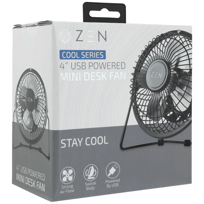 ZEN Cool Series 4" Mini Desk Fan - Black