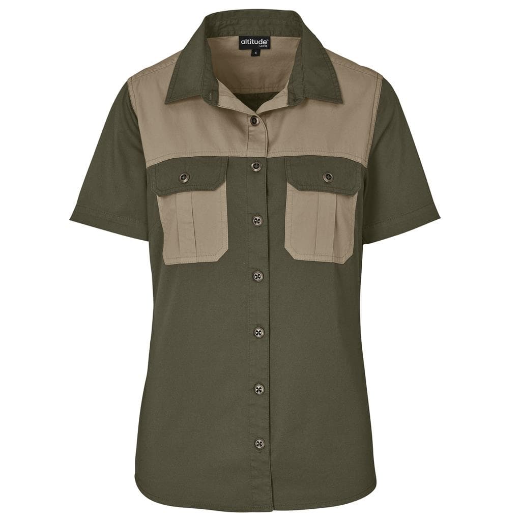 Ladies Short Sleeve Serengeti 2-Tone Bush Shirt thumbnail 4