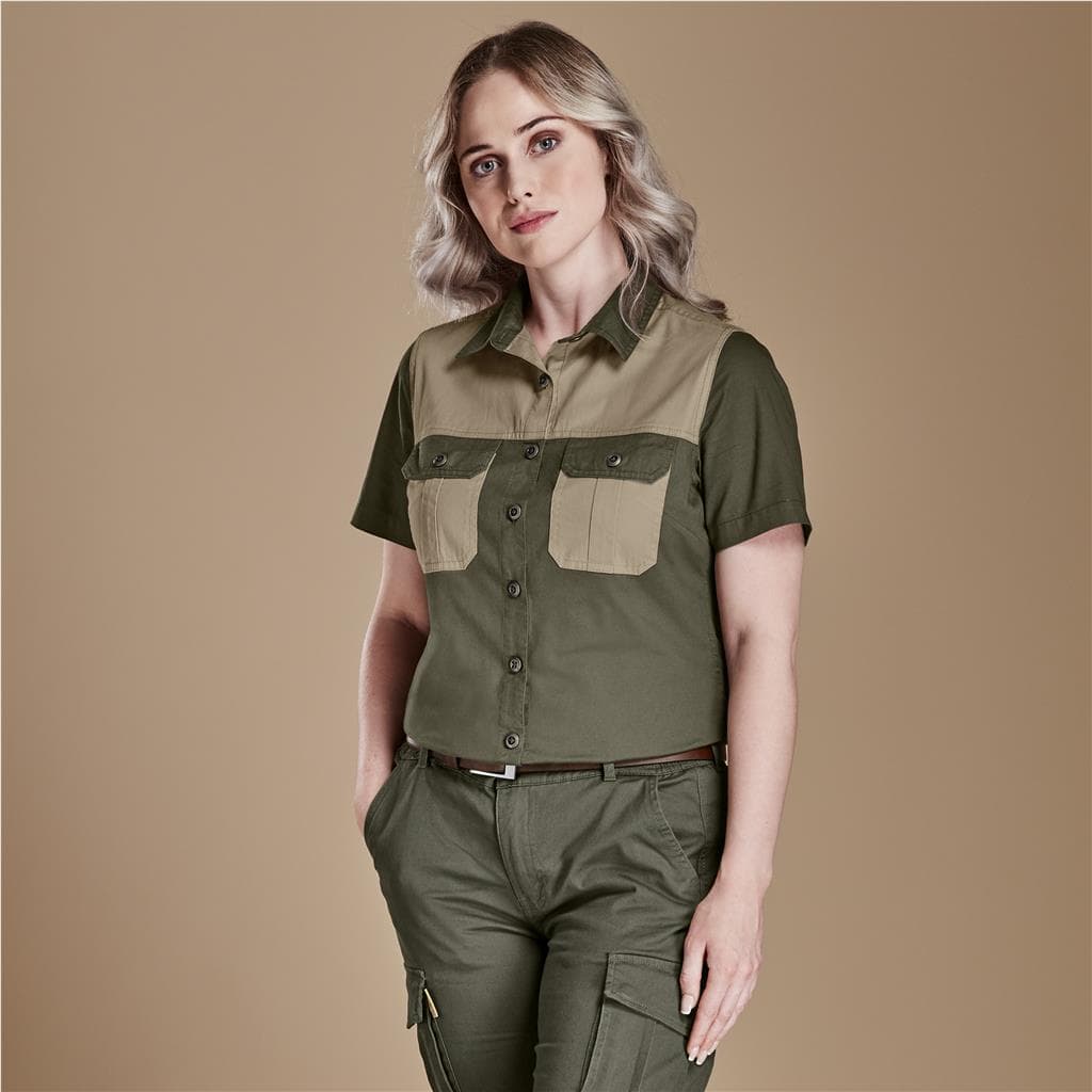 Ladies Short Sleeve Serengeti 2-Tone Bush Shirt thumbnail 2