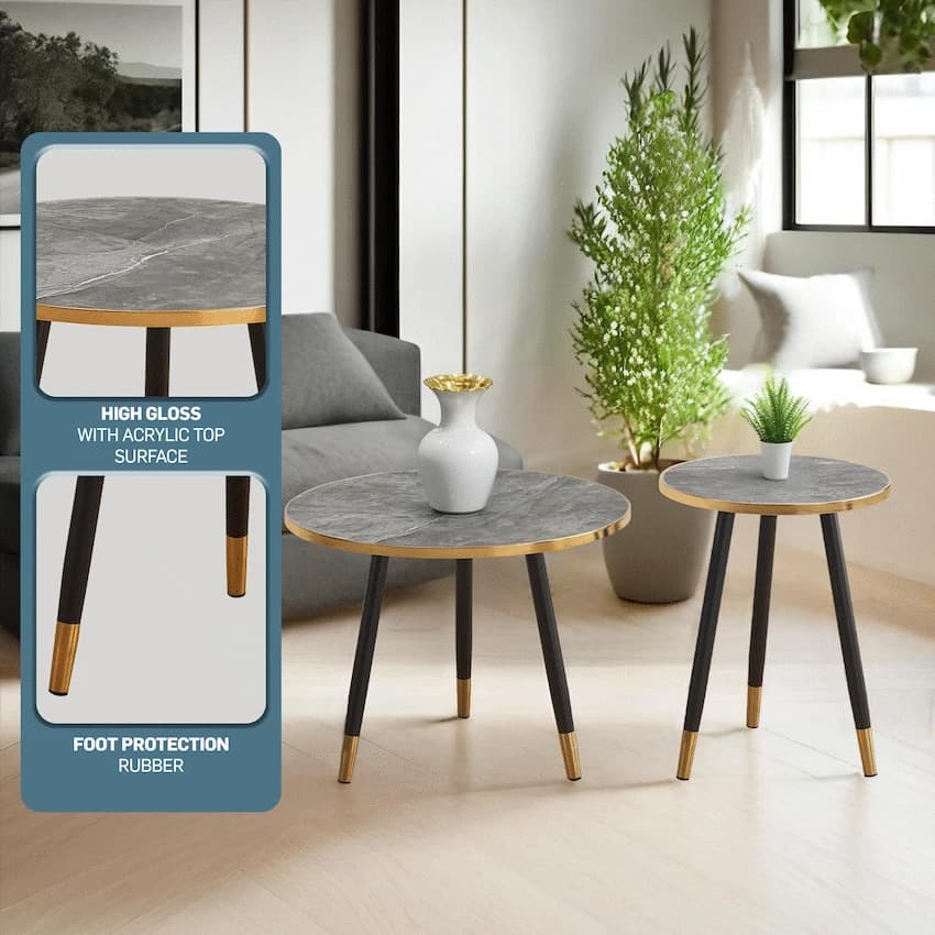 Everfurn Diana Coffee Table Black Marble with Black Legs thumbnail 11