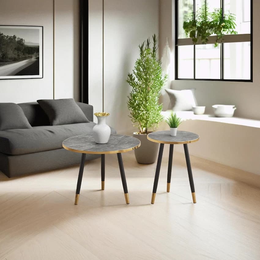 Everfurn Diana Coffee Table Black Marble with Black Legs thumbnail 14