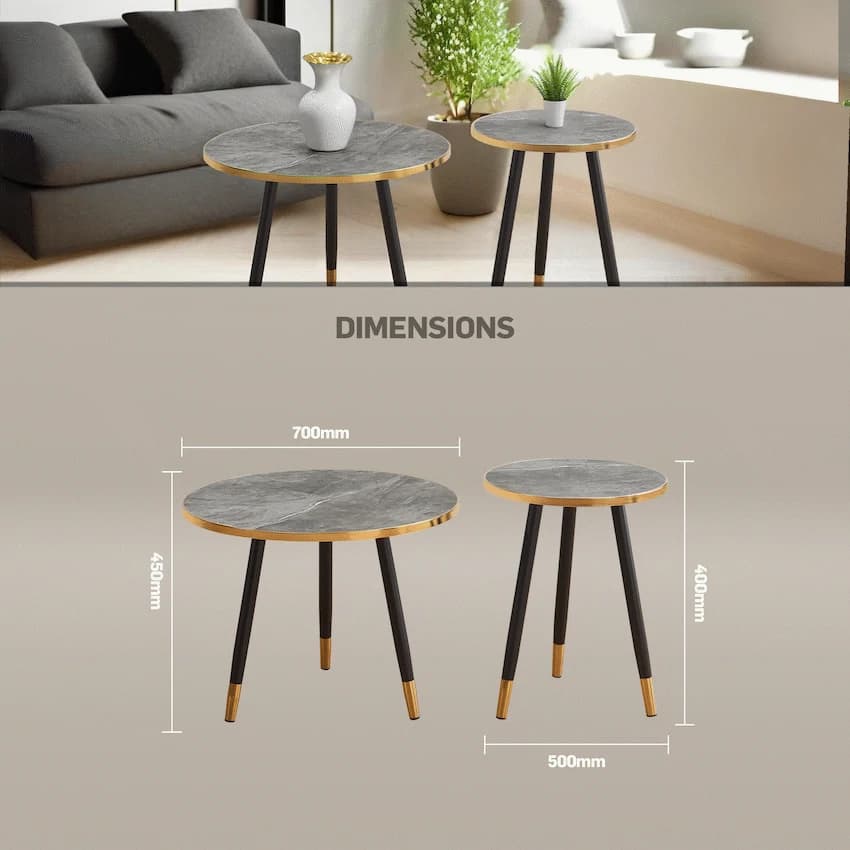 Everfurn Diana Coffee Table Black Marble with Black Legs thumbnail 16