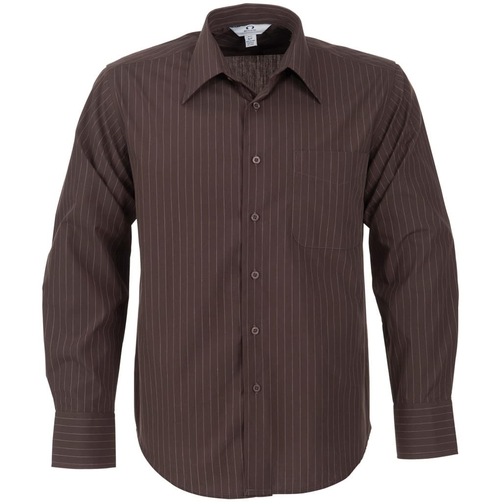 Mens Long Sleeve Manhattan Striped Shirt – Brown Old