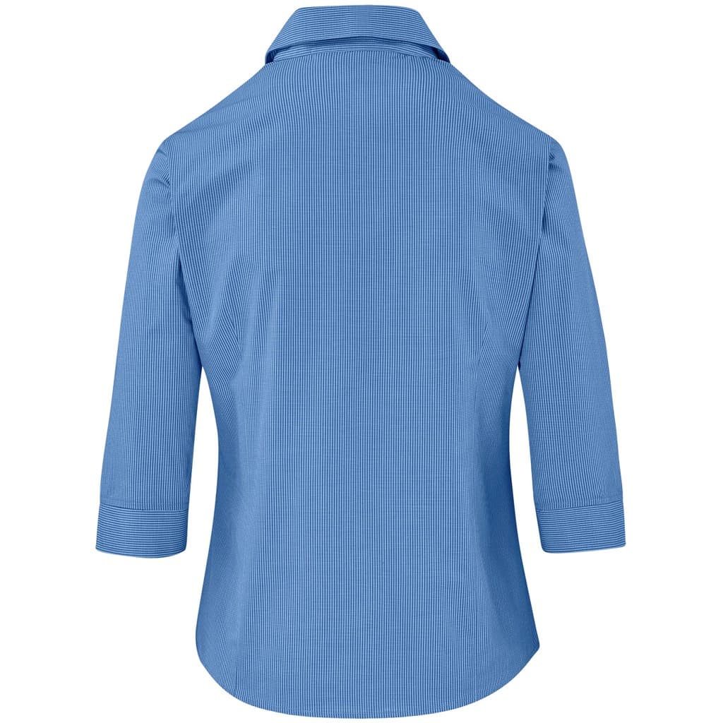 Ladies 3/4 Sleeve Micro Check Shirt thumbnail 2