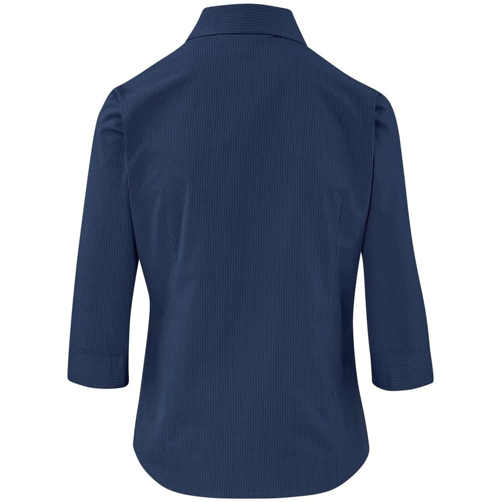 Ladies 3/4 Sleeve Micro Check Shirt thumbnail 5