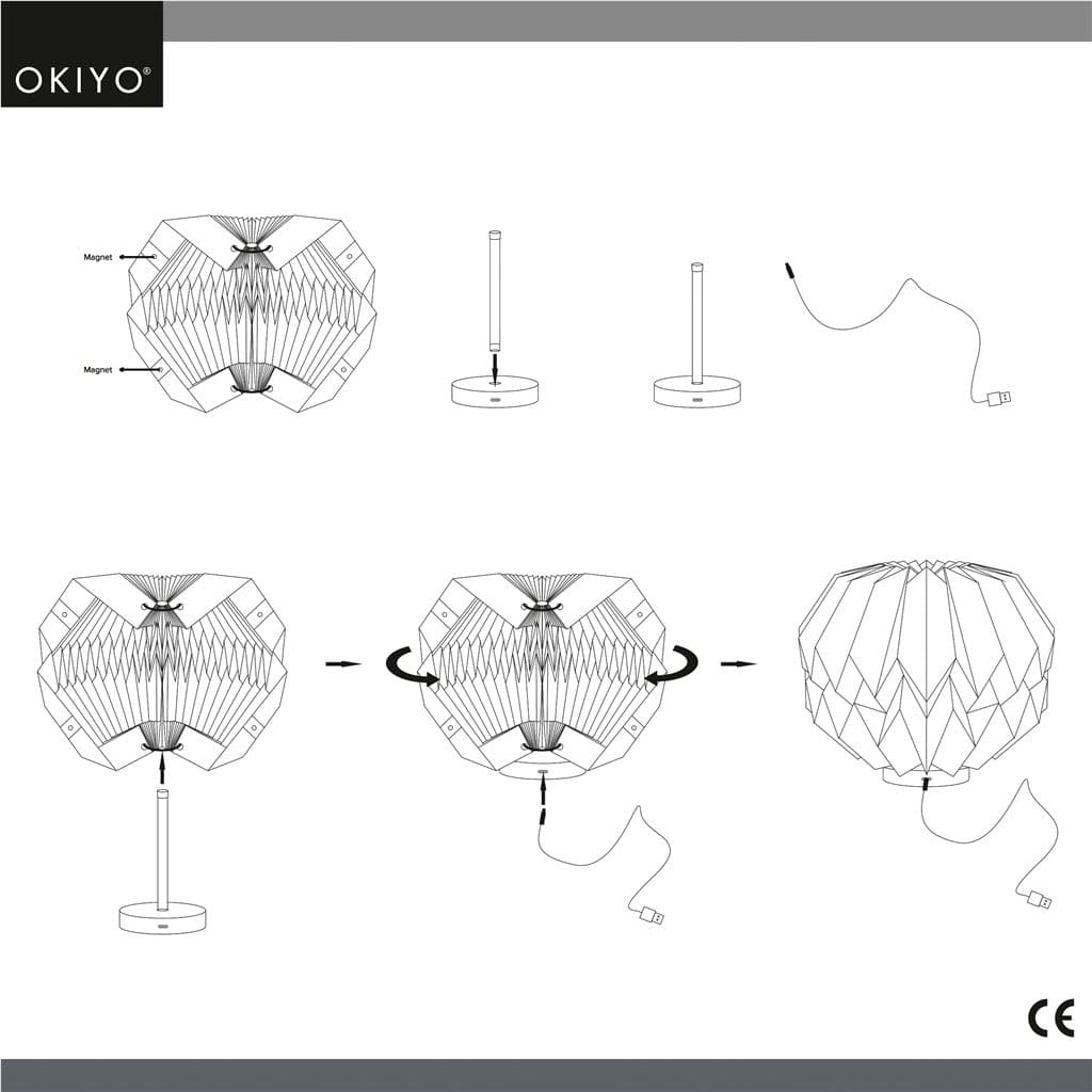 Okiyo Kosuke Wood & Paper LED Lamp thumbnail 11