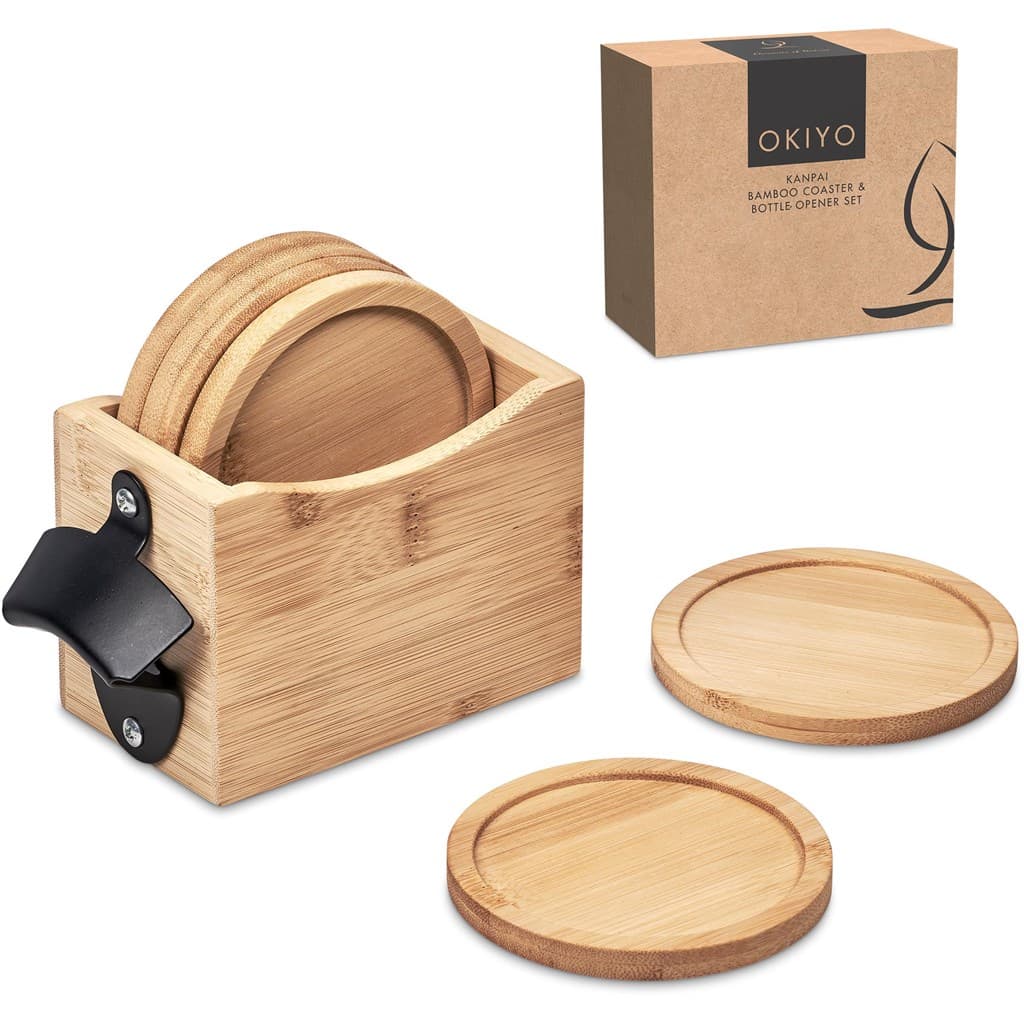 Okiyo Kanpai Bamboo Coaster & Bottle Opener Set thumbnail 5