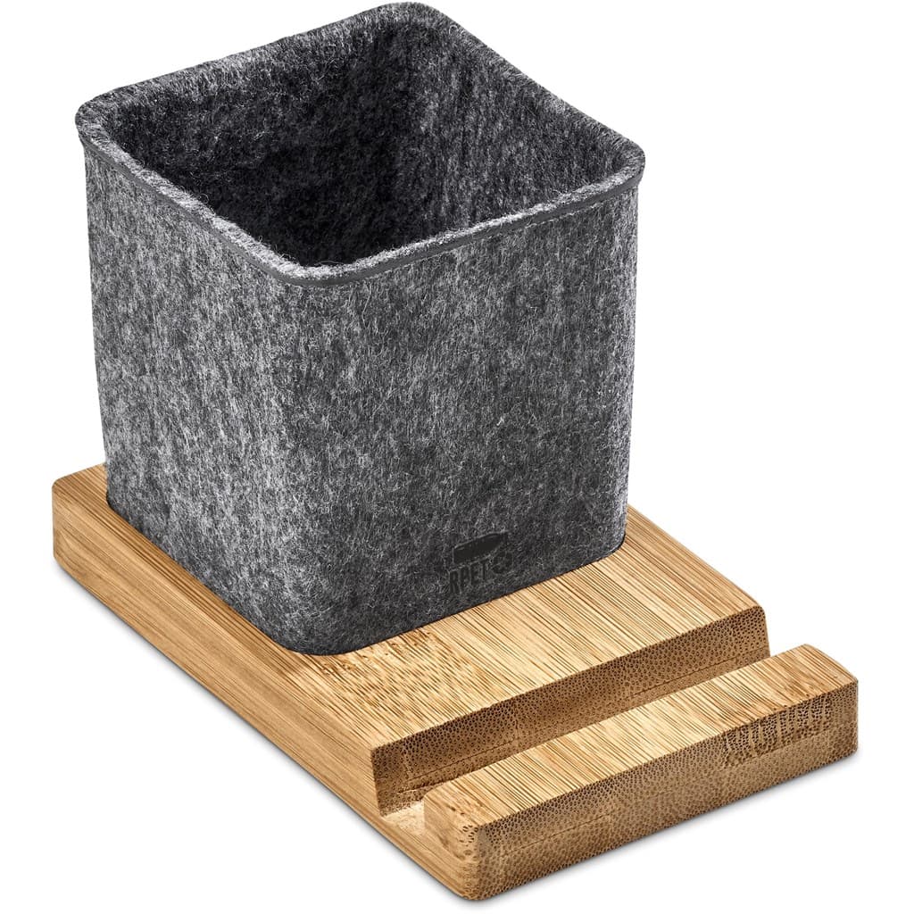 Okiyo Kyadi Recycled PET & Bamboo Desk Caddy Phone Stand thumbnail 3