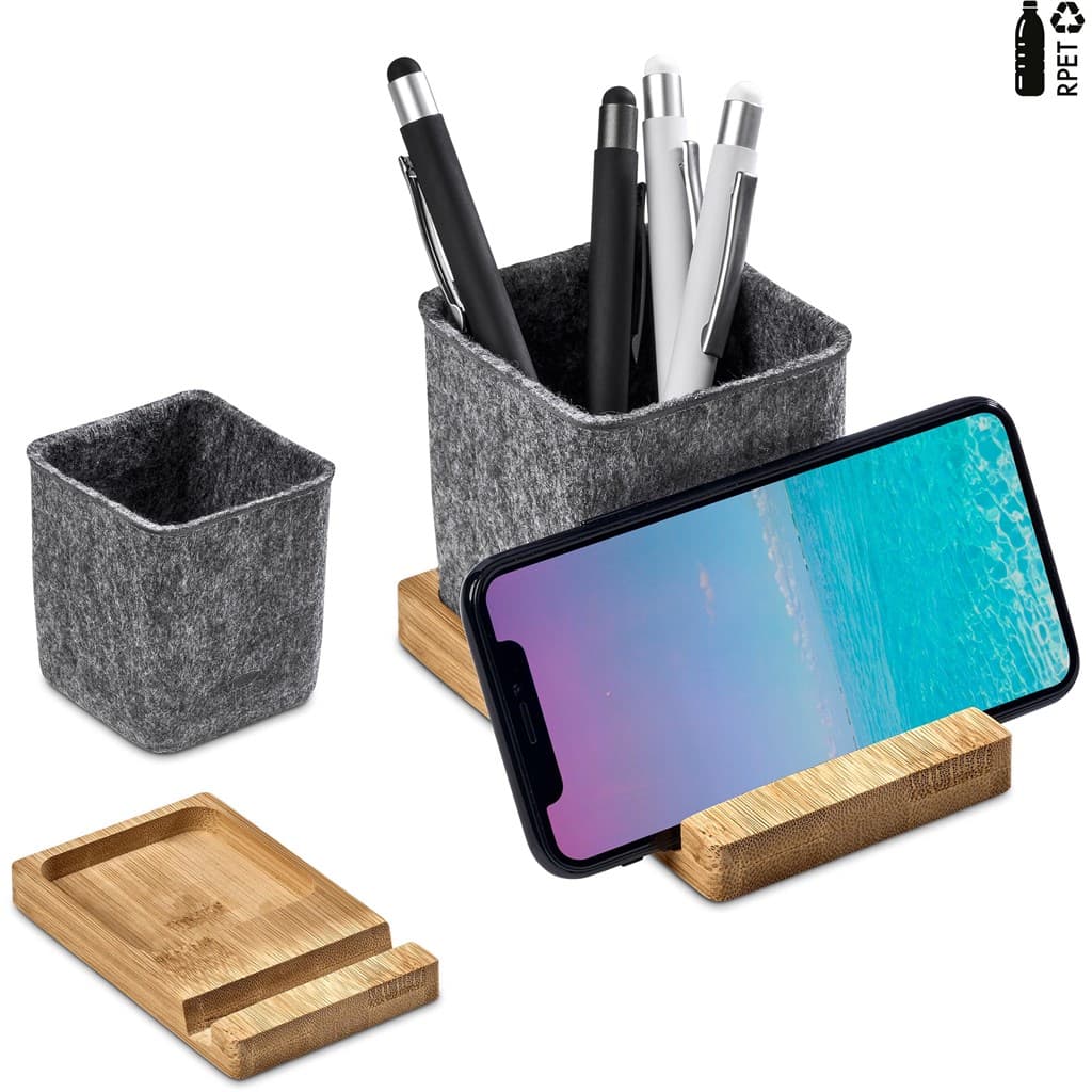 Okiyo Kyadi Recycled PET & Bamboo Desk Caddy Phone Stand thumbnail 7