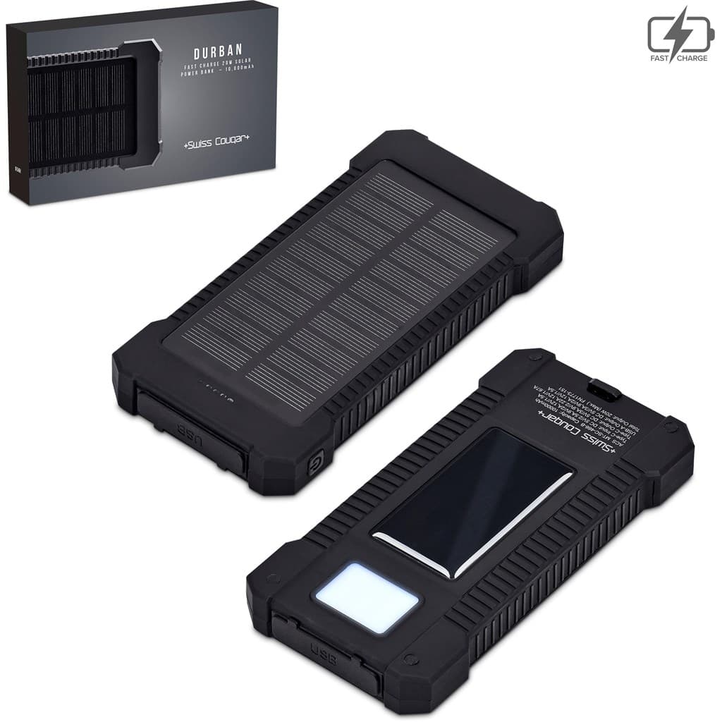 Swiss Cougar Durban Fast Charge 20W Solar Power Bank -10000mAh thumbnail 2