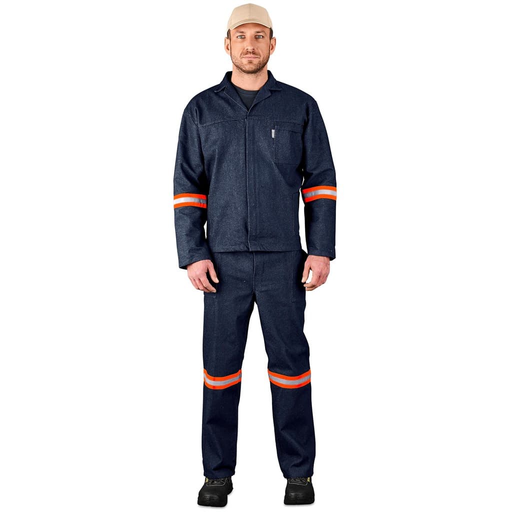 Vintage 100% Cotton Denim Conti Suit – Reflective Arms, Legs & Back – Orange Tape thumbnail 2