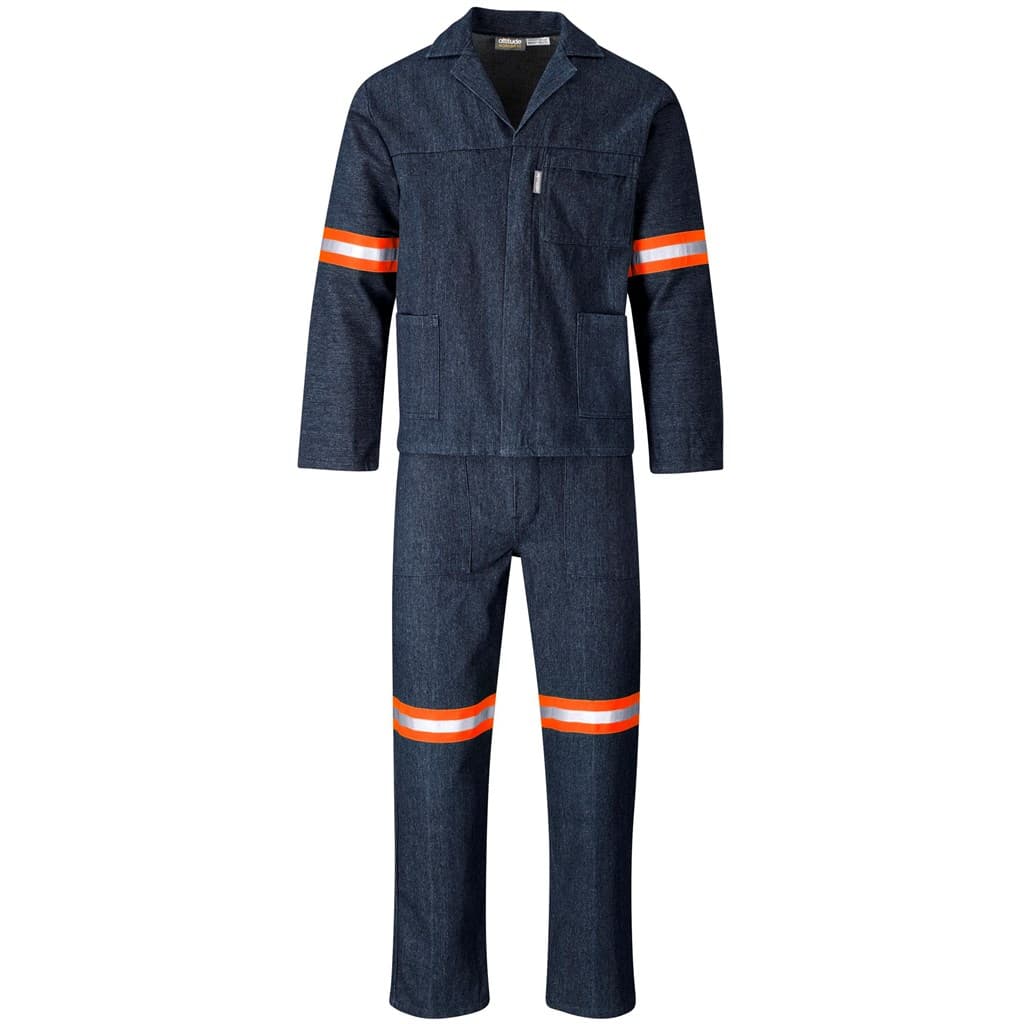 Vintage 100% Cotton Denim Conti Suit – Reflective Arms, Legs & Back – Orange Tape thumbnail 3