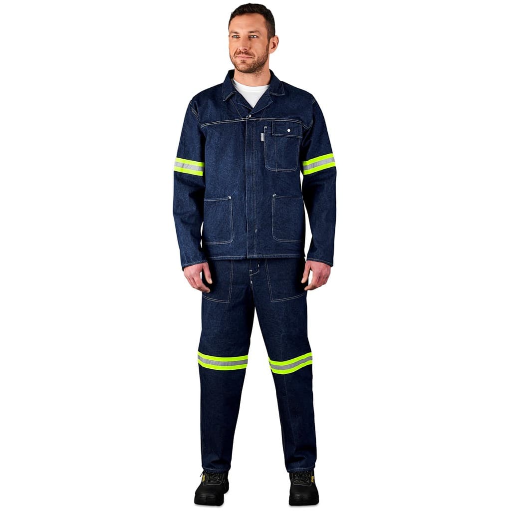 Cast Premium 100% Cotton Denim Jacket – Reflective Arms – Yellow Tape thumbnail 3