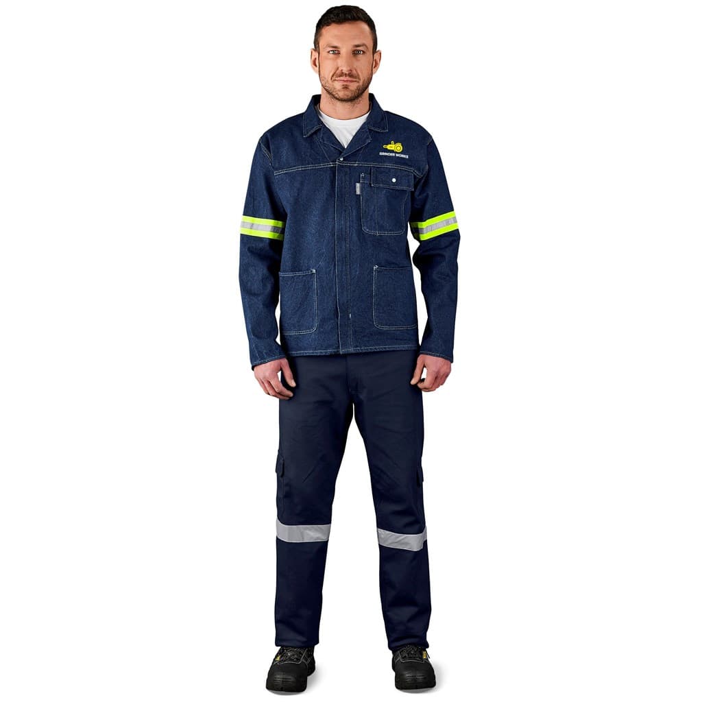 Cast Premium 100% Cotton Denim Jacket – Reflective Arms – Yellow Tape thumbnail 7