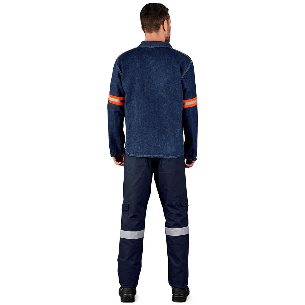 Cast Premium 100% Cotton Denim Jacket – Reflective Arms – Orange Tape thumbnail 3