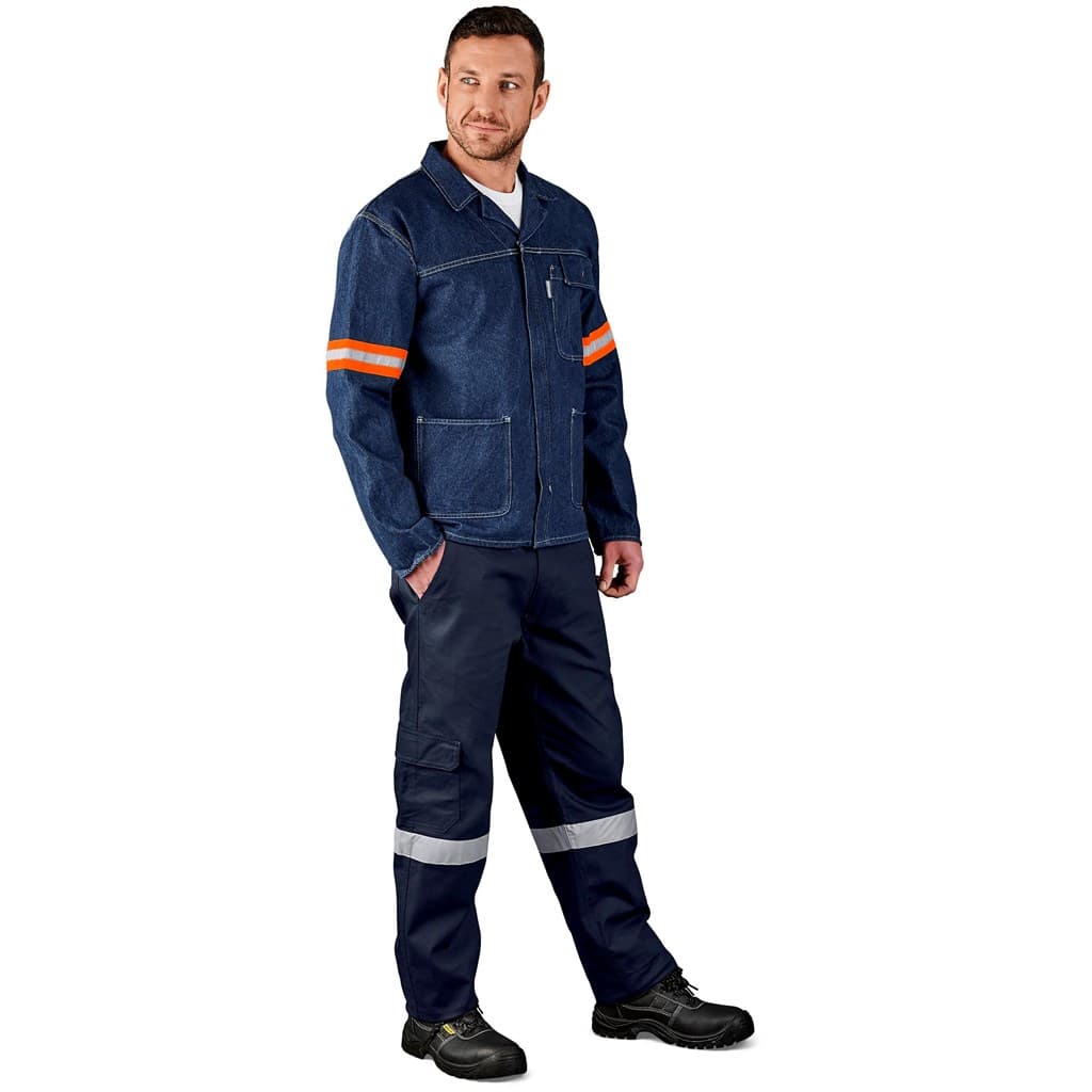 Cast Premium 100% Cotton Denim Jacket – Reflective Arms – Orange Tape thumbnail 4