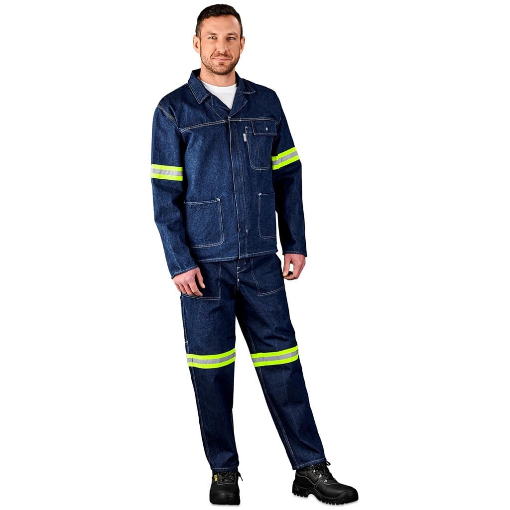 Cast Premium 100% Cotton Denim Jacket – Reflective Arms & Back – Yellow Tape thumbnail 7