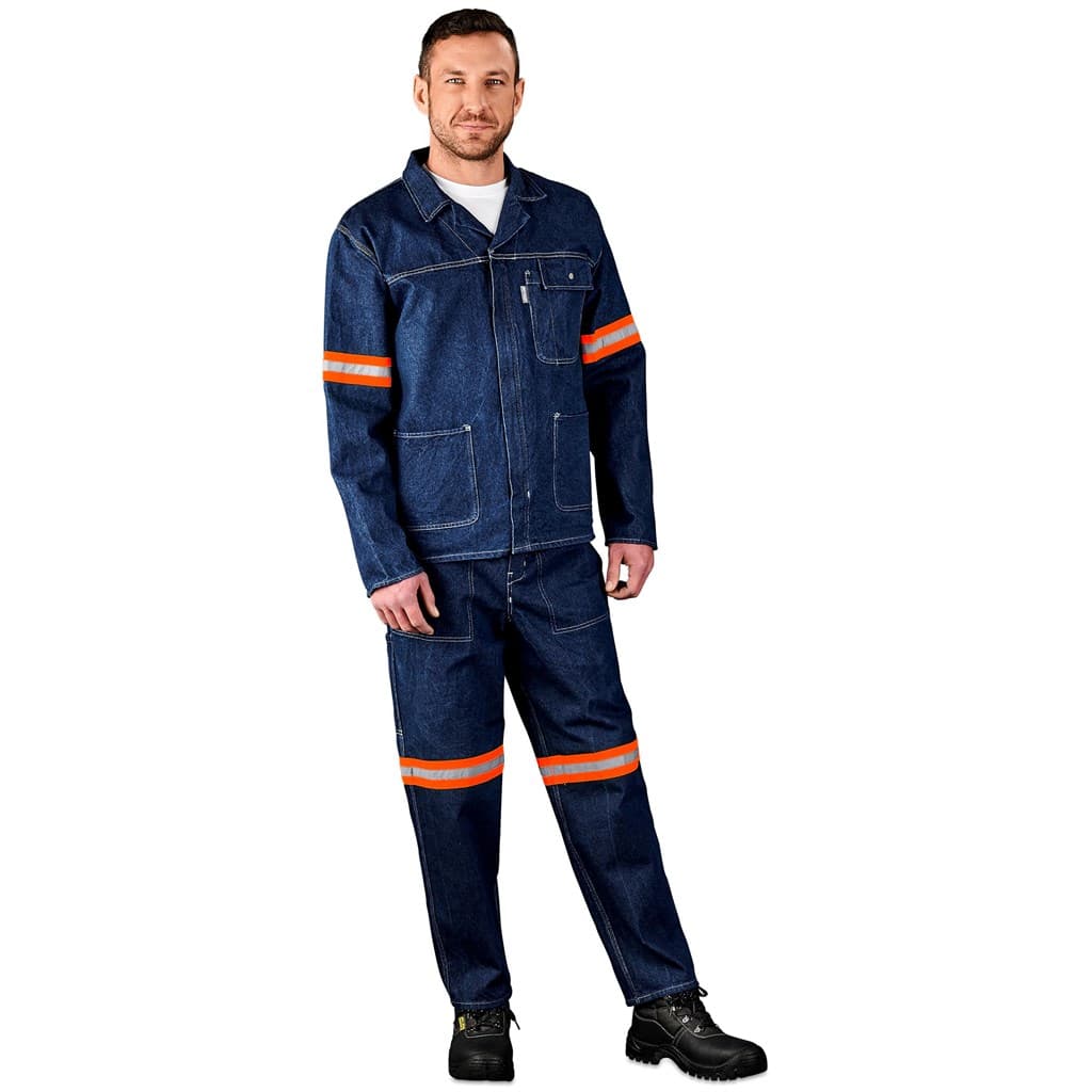 Cast Premium 100% Cotton Denim Jacket – Reflective Arms & Back – Orange Tape thumbnail 4