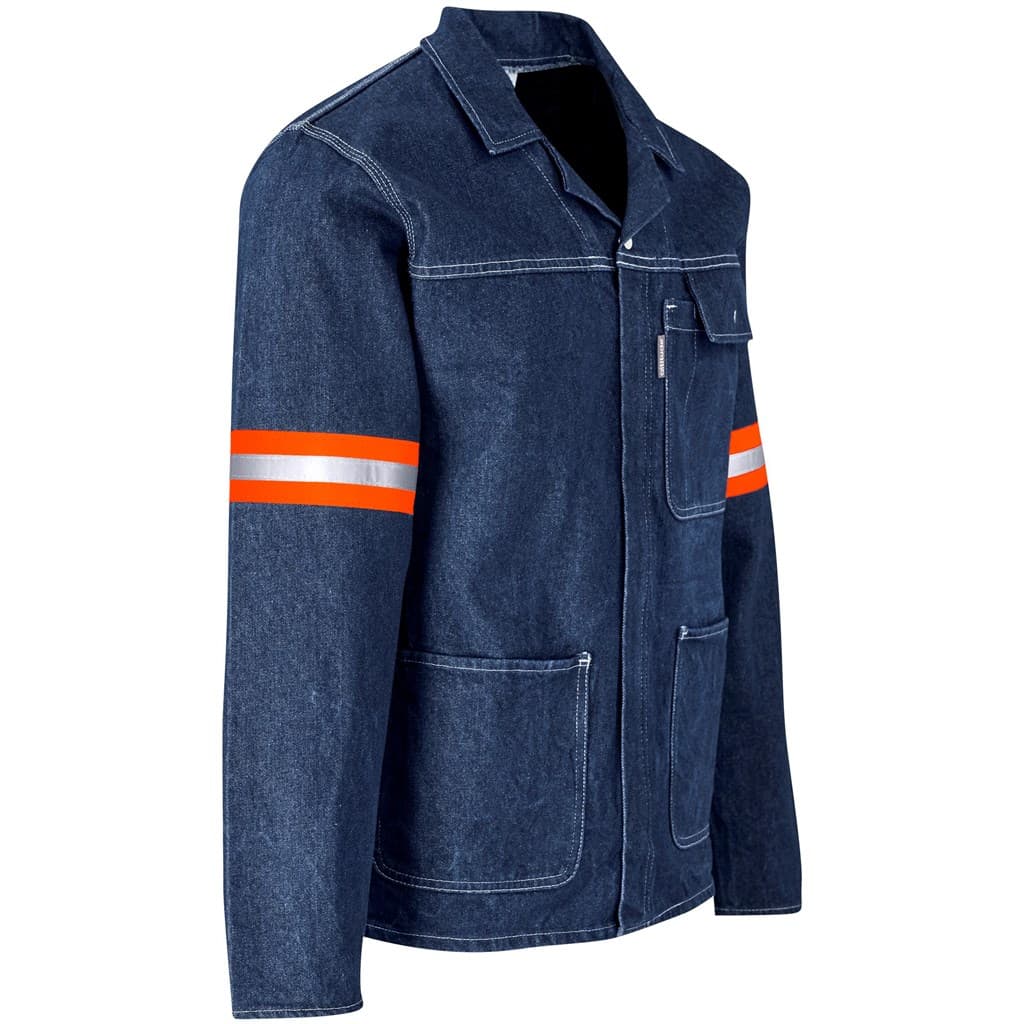 Cast Premium 100% Cotton Denim Jacket – Reflective Arms & Back – Orange Tape thumbnail 8