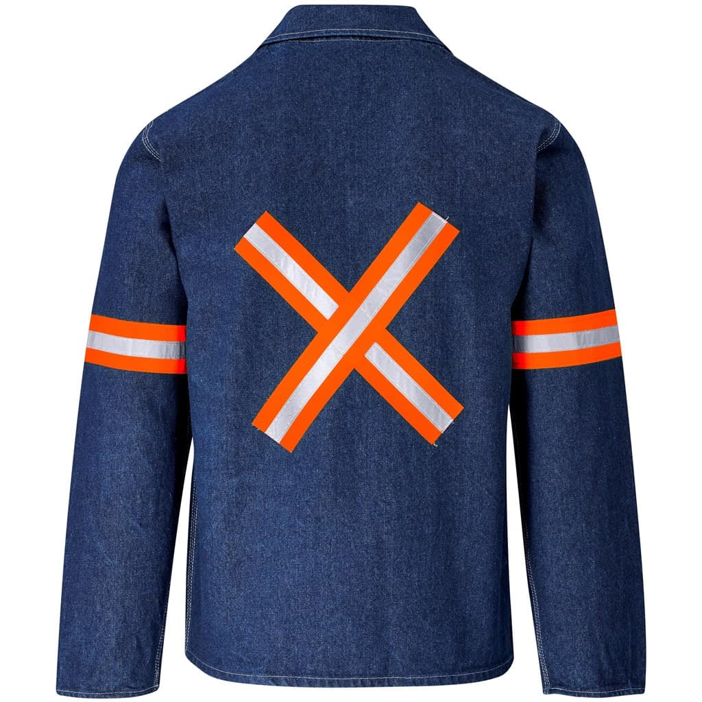 Cast Premium 100% Cotton Denim Jacket – Reflective Arms & Back – Orange Tape thumbnail 9