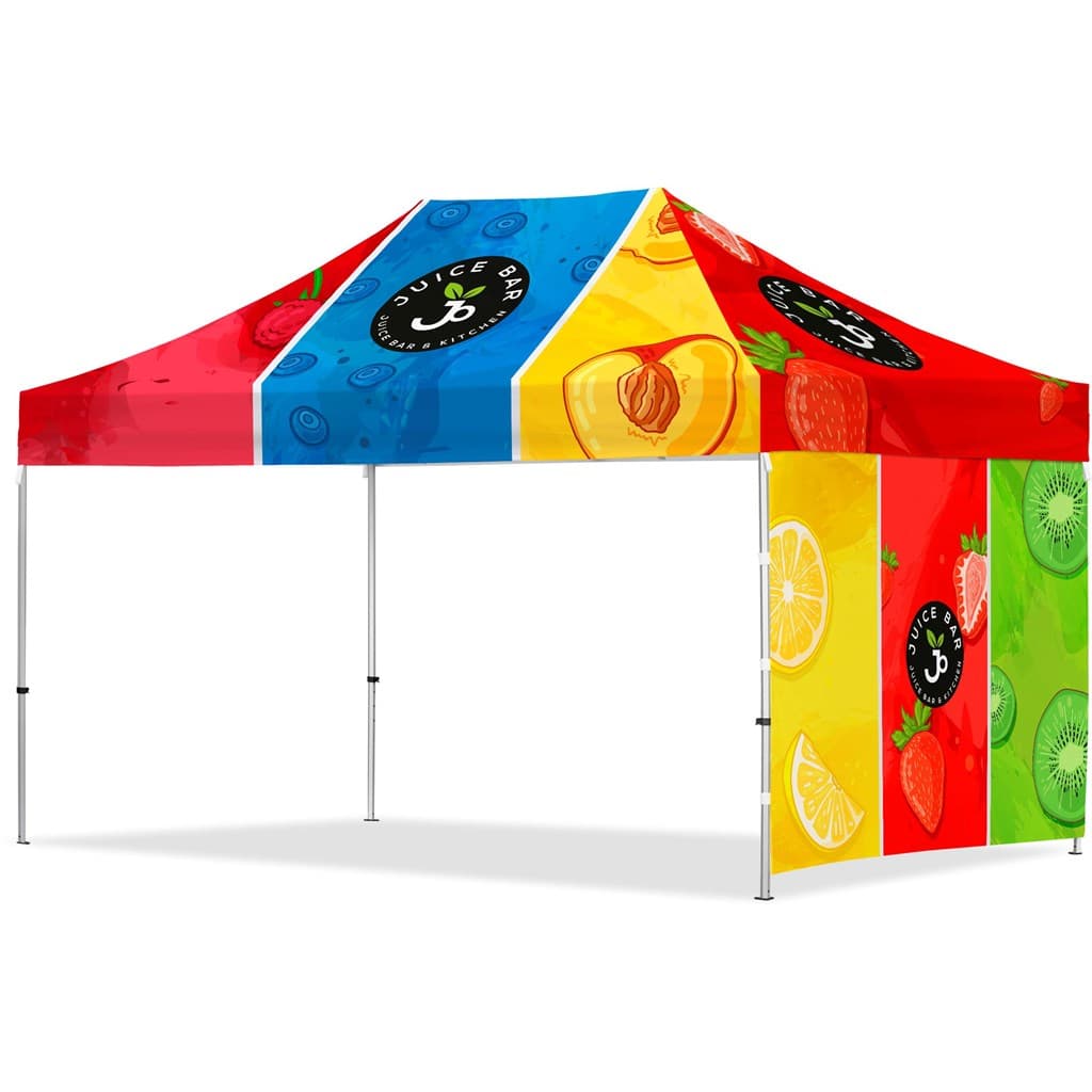 Coated Steel Sublimated Gazebo 4.5m x 3m – 1 Short Full-Wall Skin