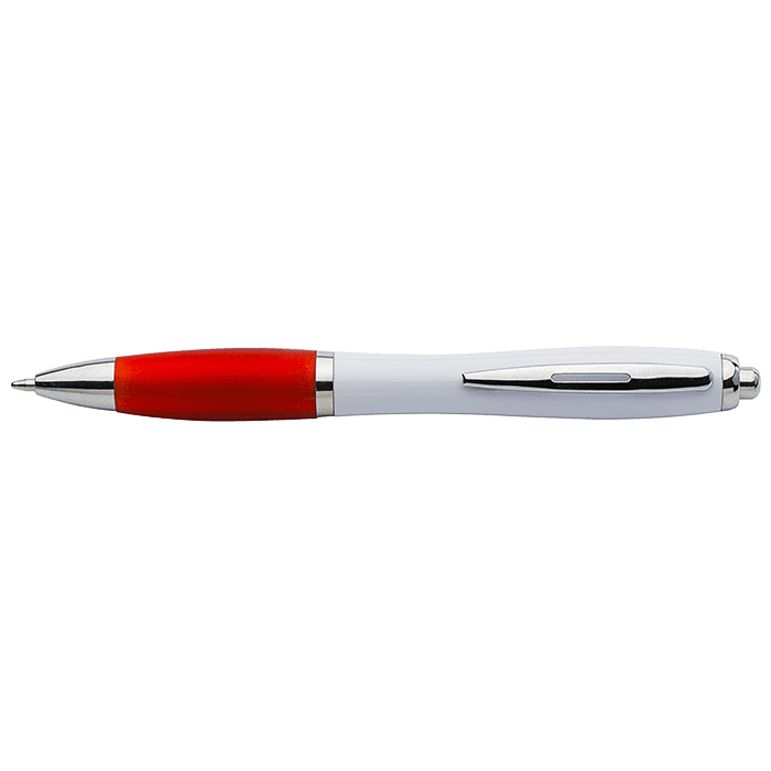 White Barrel Curved Design Ballpoint Pen