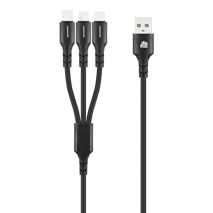 IND 1.2m 3-In-1 Charger Cable