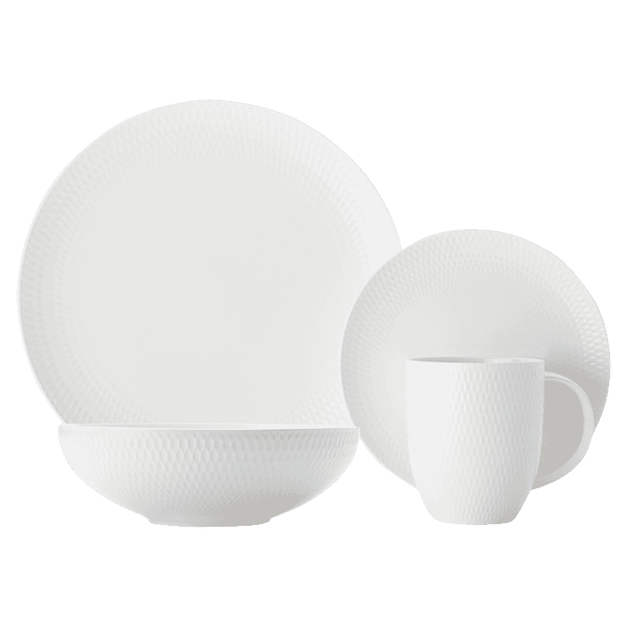 White Basics Diamonds Dinner Set 16 Piece