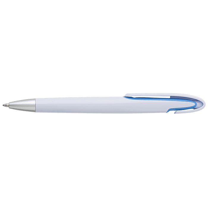 Rounded Clip Ballpoint Pen With White Barrel