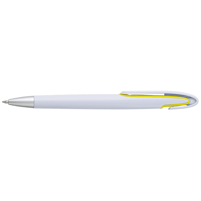 Rounded Clip Ballpoint Pen With White Barrel thumbnail 2