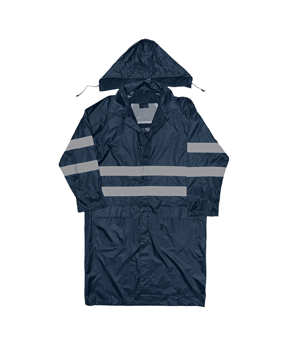 Polyester PVC Reflective Calf Length Rain Coat