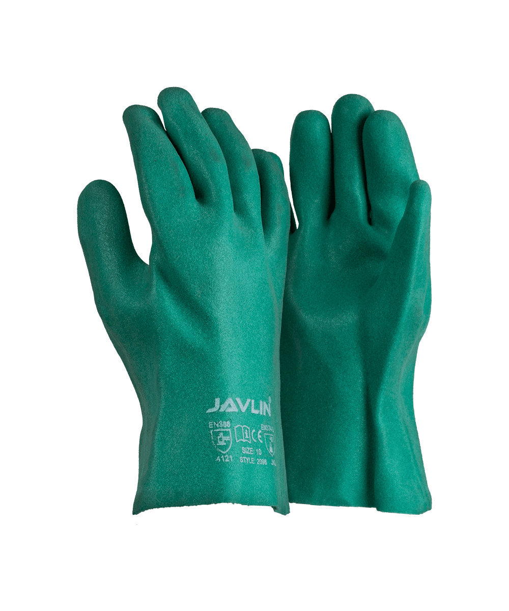 Foam PVC Fluorescent Green Sandy Finish Gloves