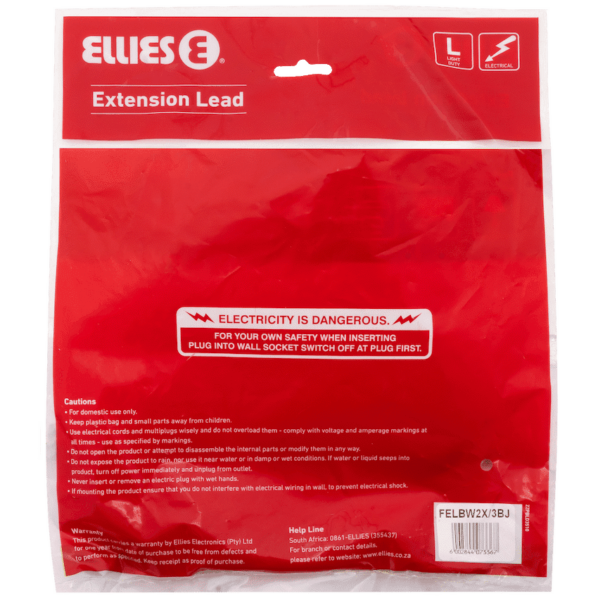 Ellies Back-to-Back Light-Duty Extension Lead – 3m thumbnail 4