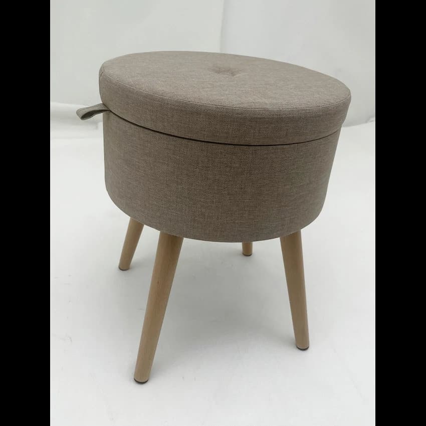 Sophie Round Storage Stool with Wooden Legs thumbnail 5