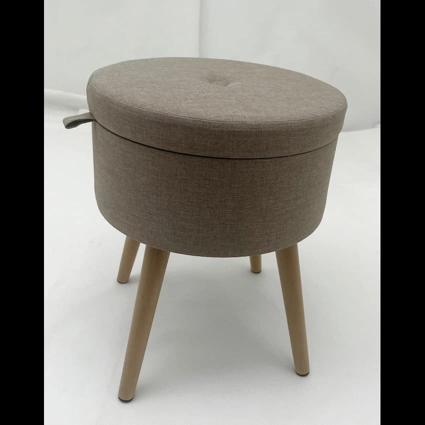 Sophie Round Storage Stool with Wooden Legs thumbnail 6
