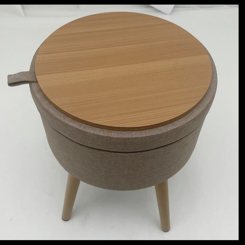 Sophie Round Storage Stool with Wooden Legs thumbnail 8