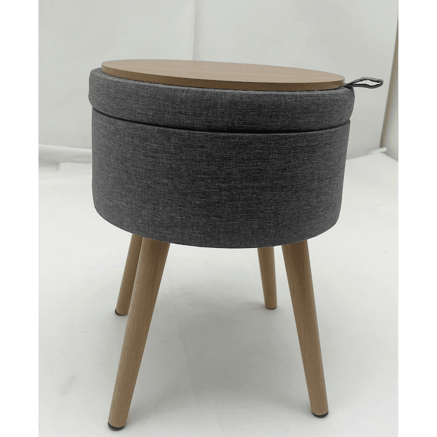 Sophie Round Storage Stool with Wooden Legs thumbnail 10