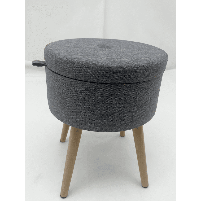 Sophie Round Storage Stool with Wooden Legs thumbnail 14
