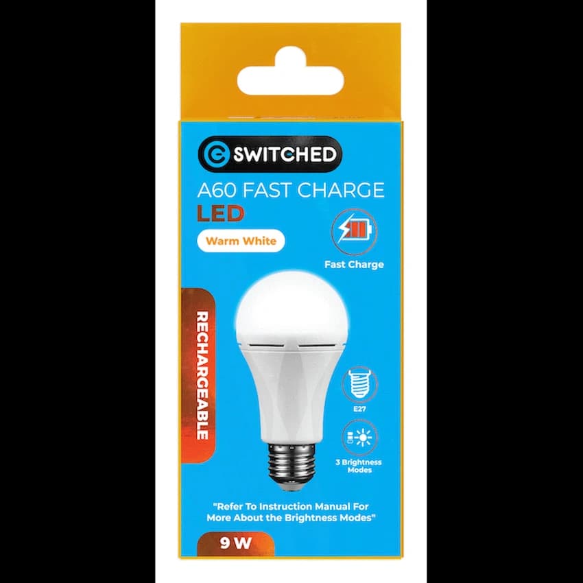 Switched 9w A60 Rechargeable Fast Charge E27 LED CW thumbnail 10