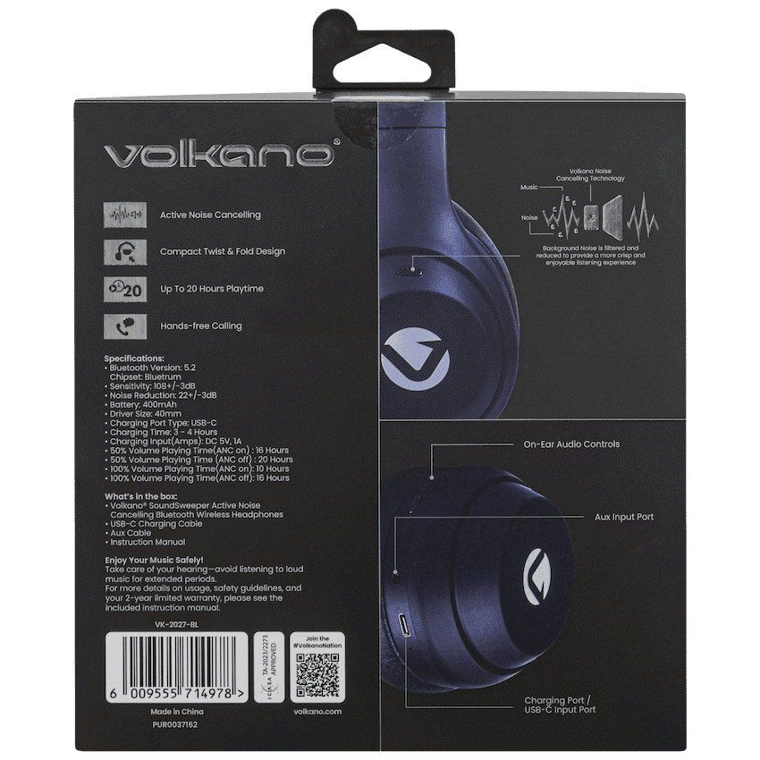 Volkano SoundSweeper Series Active Noise Cancelling bluetooth Headphones thumbnail 17