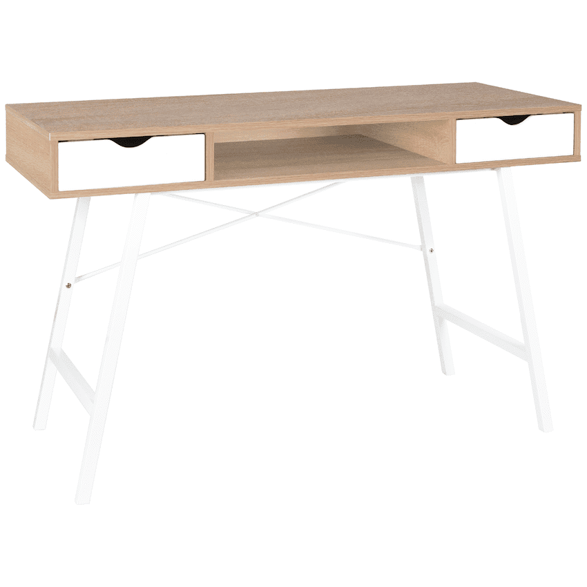 Everfurn Rain Work Desk – Study Desk with Two Drawers, Steel Frame, Adjustable Feet